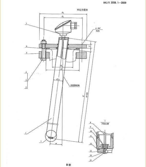 搪玻璃反应罐之搪玻璃计套管技术参数
